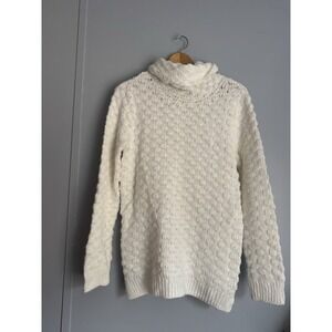 Women's White Cowl Neck Sweater Longsleeve Bobble Stitch Tunic XS Chelsea 28